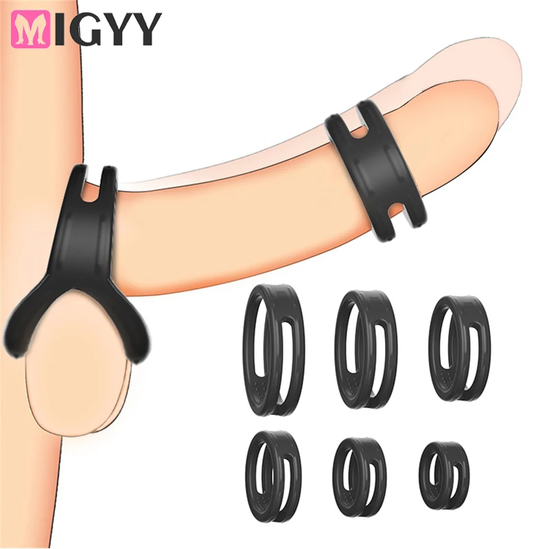 Male Cock Ring Penis Ring Delay Ejaculation Scrotal Binding Ball Stretcher anillos para hombre Silicone Cockring Sex Toy For Men