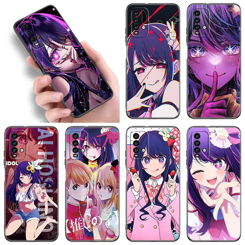 Anime Oshi no Ko Hoshino Ai Black Silicone Phone Case For Xiaomi Redmi 10 Prime A1 A2 Plus 9 9A 9C 9T 10A 10C 12 12C 13C