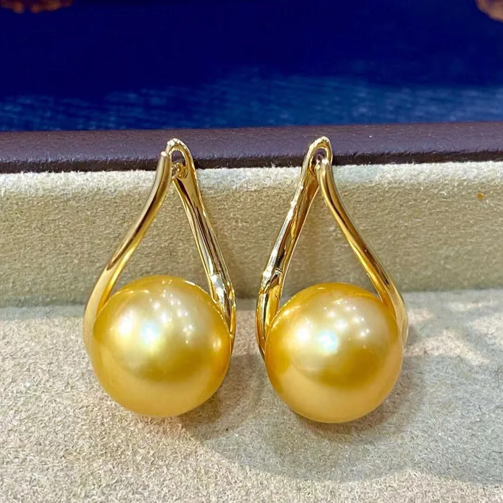 

Beautiful Pearl Earrings AAAA 9-10mm Natural South Sea Round Pearl Earrings 925s