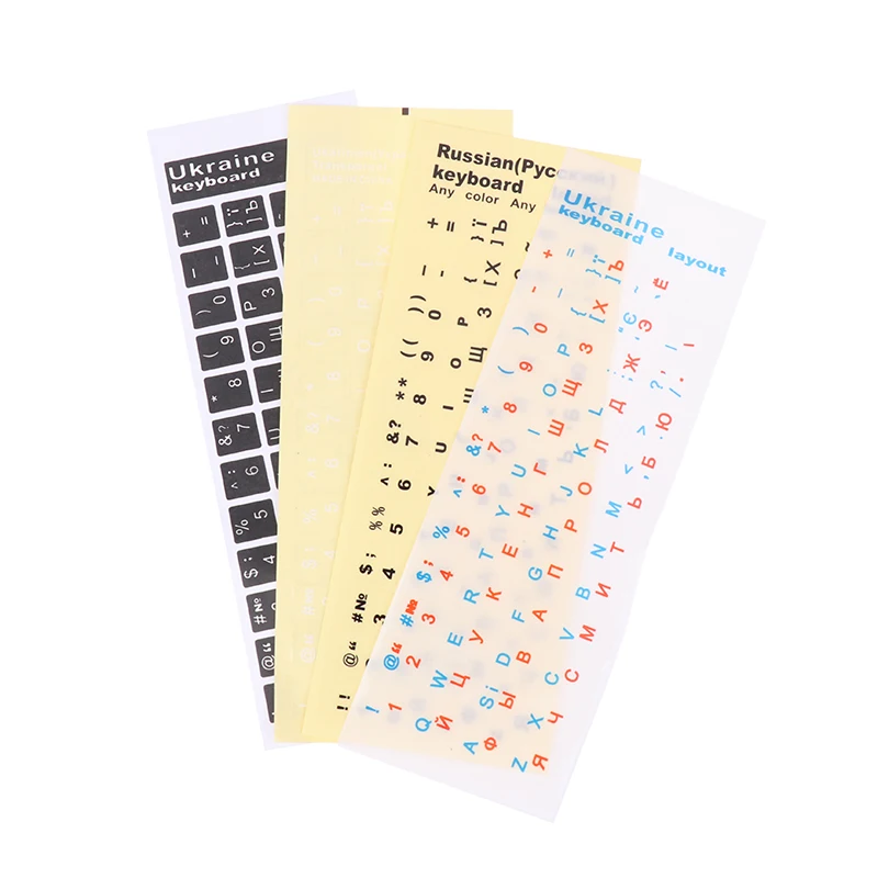 

New 1Pc Ukraine Language Keyboard Sticker Black/Clear Background White Blue Red Black Letters Sticker For Universal PC Laptop