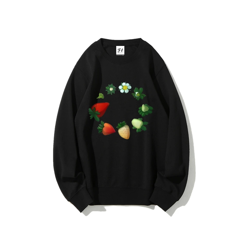 เสื้อสเวตเตอร์พวงหรีดสตรอเบอร์รี่ลายดอกไม้ผลไม้ฤดูใบไม้ร่วงฤดูหนาวลำลองหลวมแขนยาวสดสนุกเบอร์รี่คนรักเสื้อผ้าท็อปส์ซู