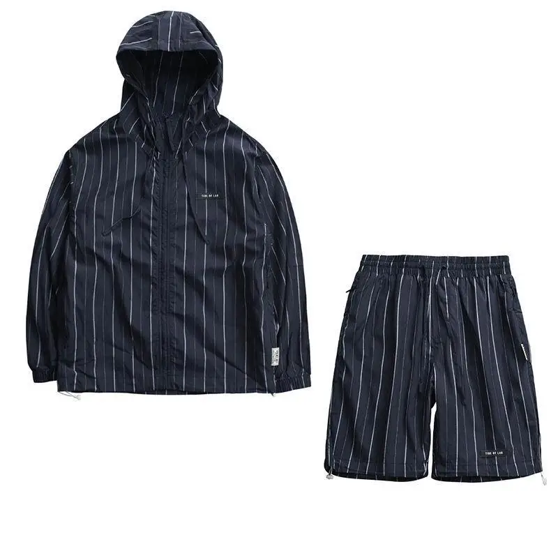 

Large Size Fashionable Sportswear Set Unisex Summer Sun Protection Loose Fit Short Sleeve Casual Pants Two-Piece Suit