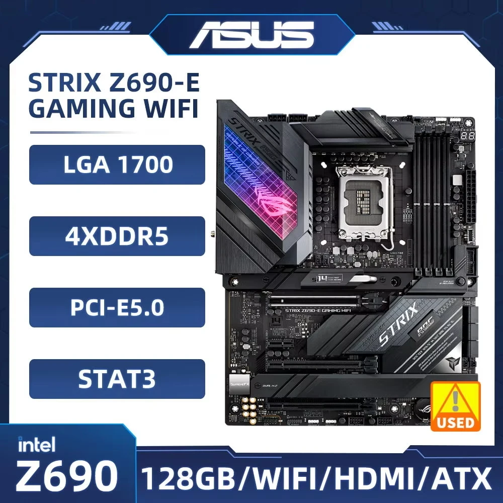 

Материнская плата Asus ROG STRIX Z690-E GAMING WIFI LGA 1700 DDR5 Intel Z690 DDR5 192 ГБ с поддержкой i9-14900 14600 14900 13100 13600 процессора