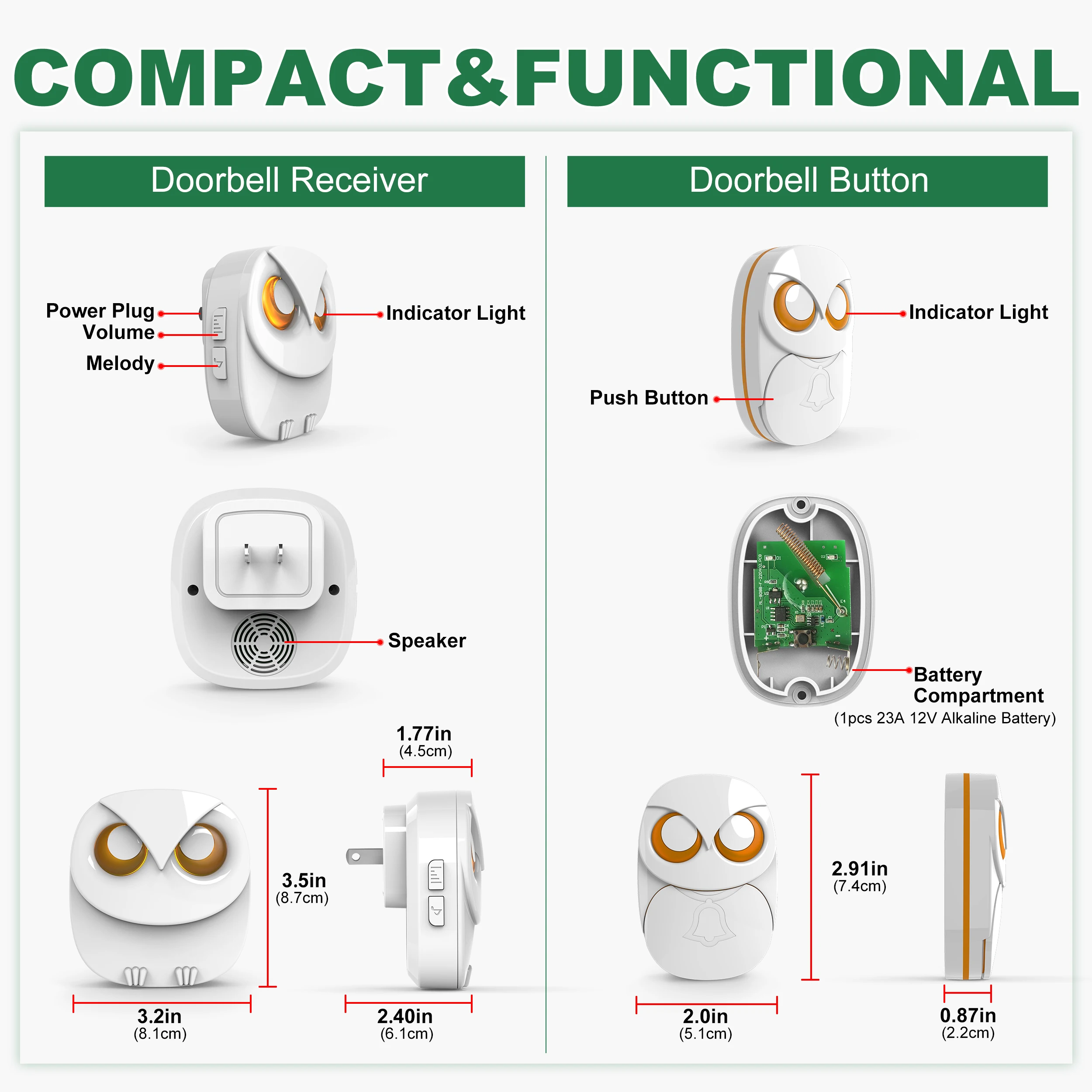 HTZSAFE ไร้สายกระดิ่ง-300เมตรไร้สาย Doorbell กลางแจ้งกันน้ำอัจฉริยะ Door Bell Chime