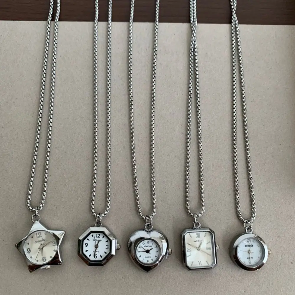 Heart-shaped Star Pocket Necklace Geometry Cross Pendant Clock Pendant Square Geometric Shape Long Sweater Chain Casual Outfits