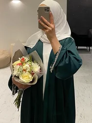 Vestido de fiesta de caftán para mujer, Abaya árabe marroquí, Abayas musulmanas, Túnica de una pieza, caftán de Dubai, Ramadán, Jalabiya, abalorios de otoño