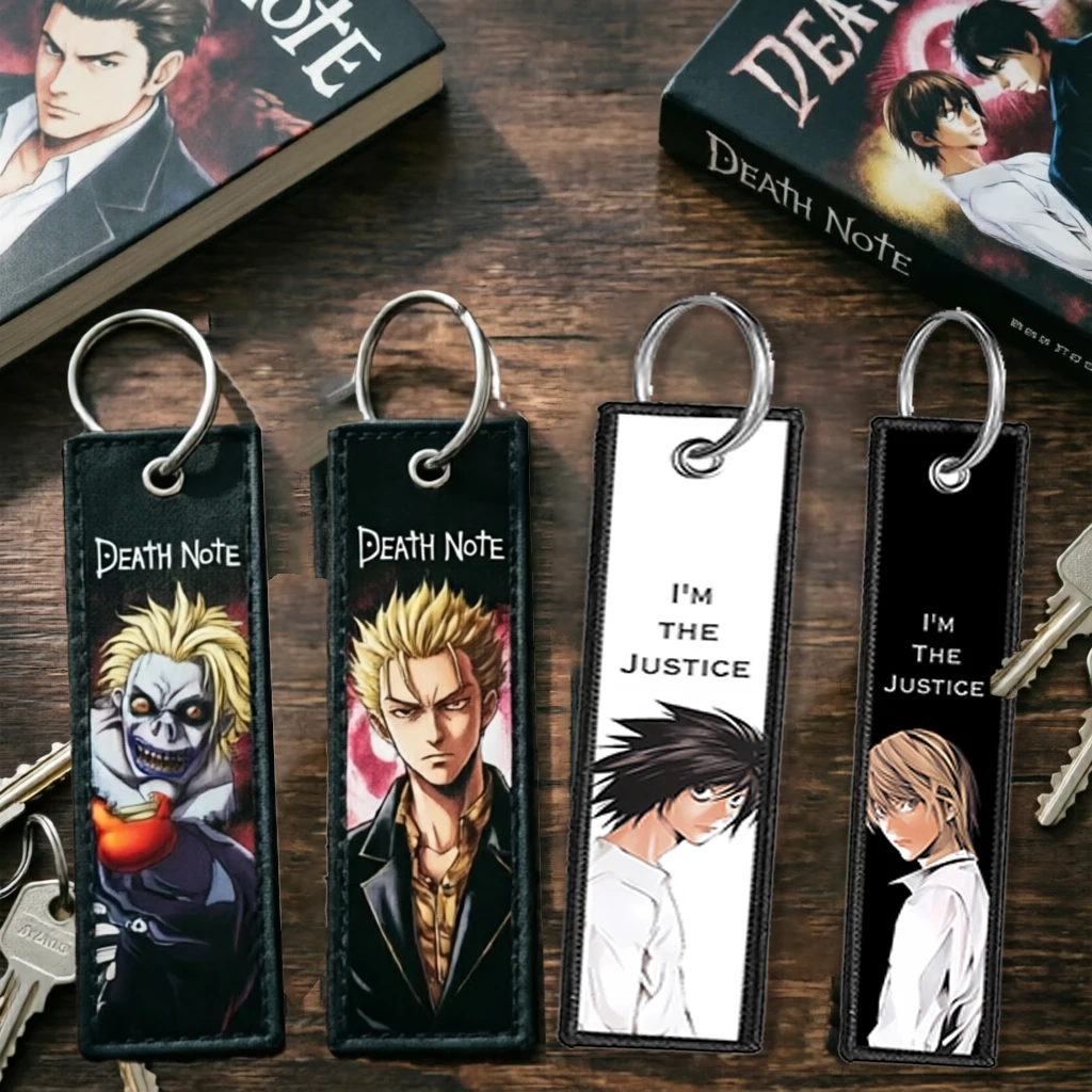 

Death Note Ryuuku Ryuk Rem Embroidery Keys Holder for Motorcycles Keychain for Car Keys Backpack Key Ring Accessories Gifts