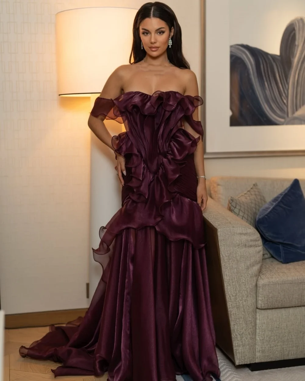 Robes longues personnalisées de Style moderne, à la mode, plissées froncées, droites, épaules dénudées, robes d'occasion sur mesure, formelles assorties