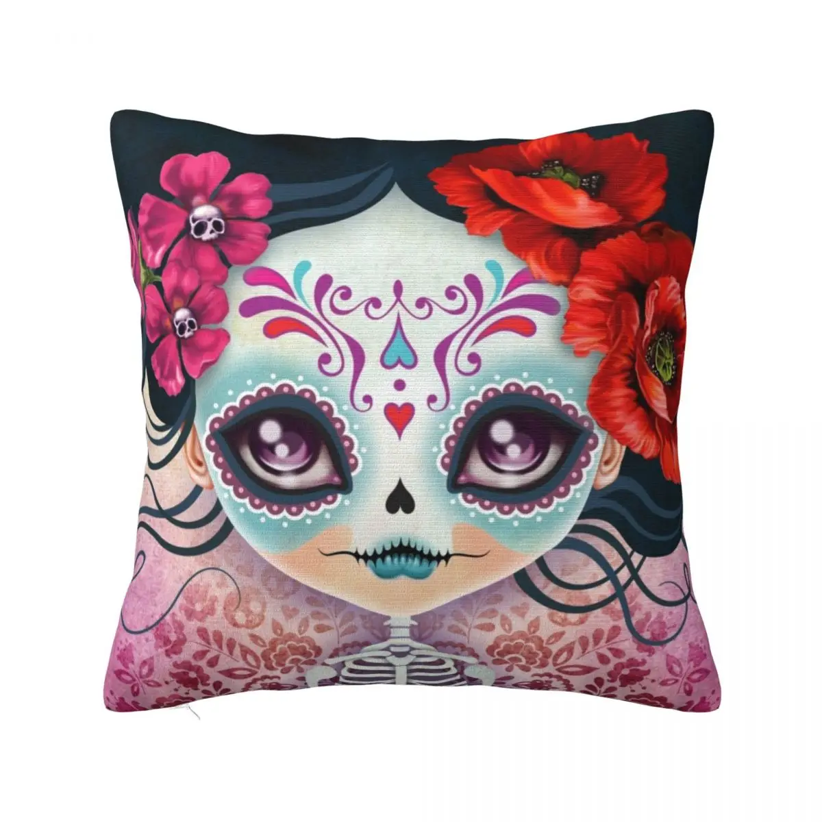 

Amelia Calavera - Sugar Skull Throw Pillow Sitting Cushion Cusions Cover Christmas Covers