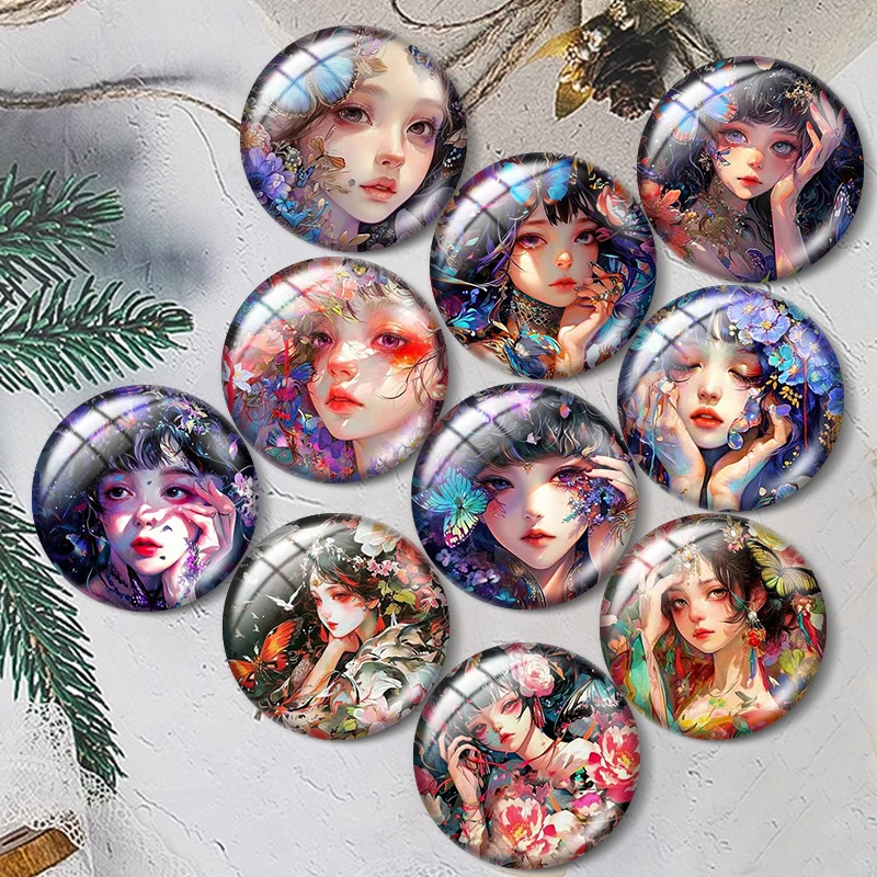 

Cartoon Girl 12/18/20/25mm glass cabochon bracelet pendant rings for jewelry demo earrings back Making findings