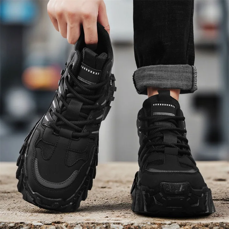 بلون أربعة مواسم كبيرة الحجم منتصف أعلى المضادة للانزلاق ومقاومة للاهتراء عالية الجودة جلد الرجال أحذية العمل الرياضية غير رسمية #5