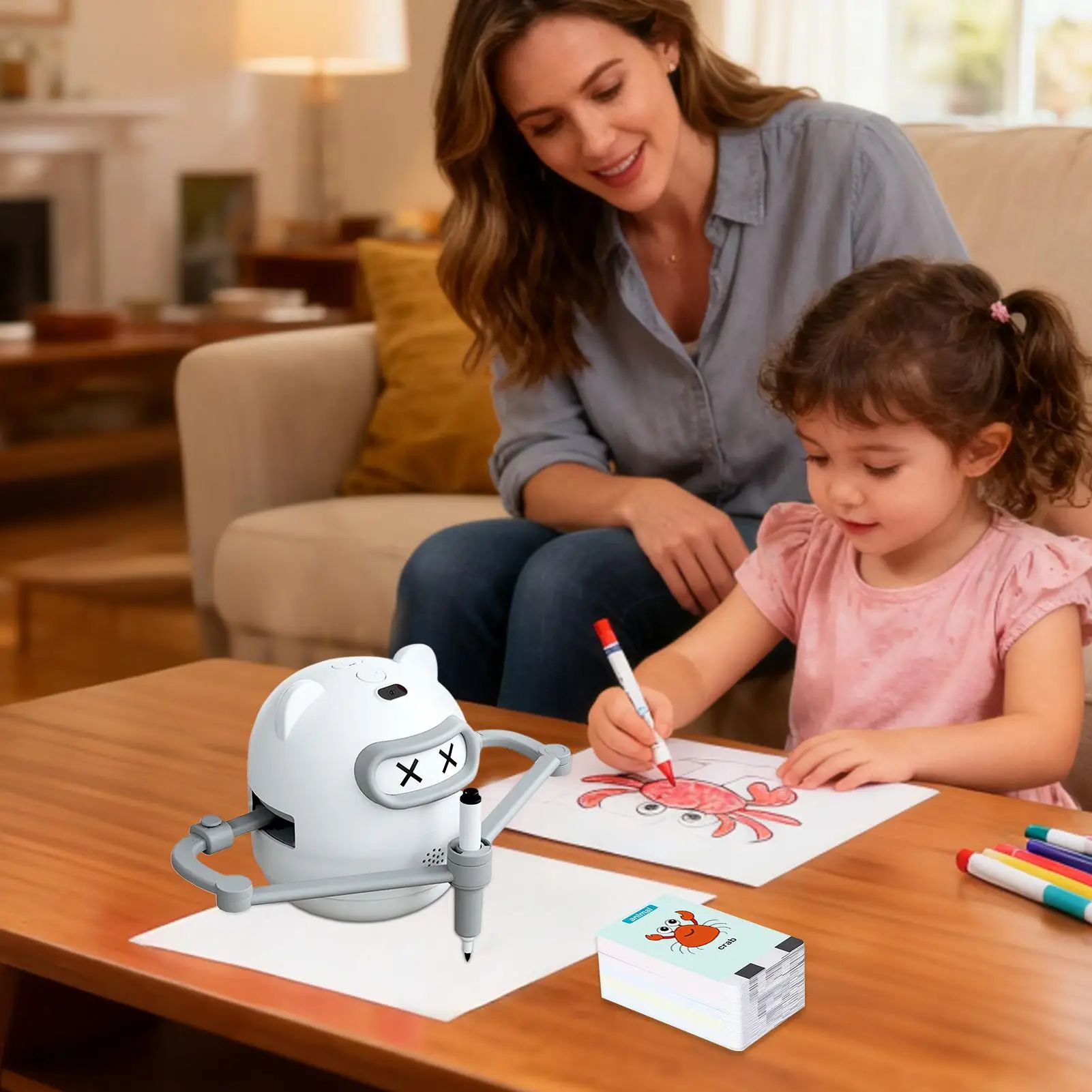 رسم روبوت ألعاب تعلم تعليمية روبوت اللوحة مع 100 بطاقة 12 علامة للأطفال الذين تتراوح أعمارهم بين 3-10 المراهقين بنين بنات عيد ميلاد #2