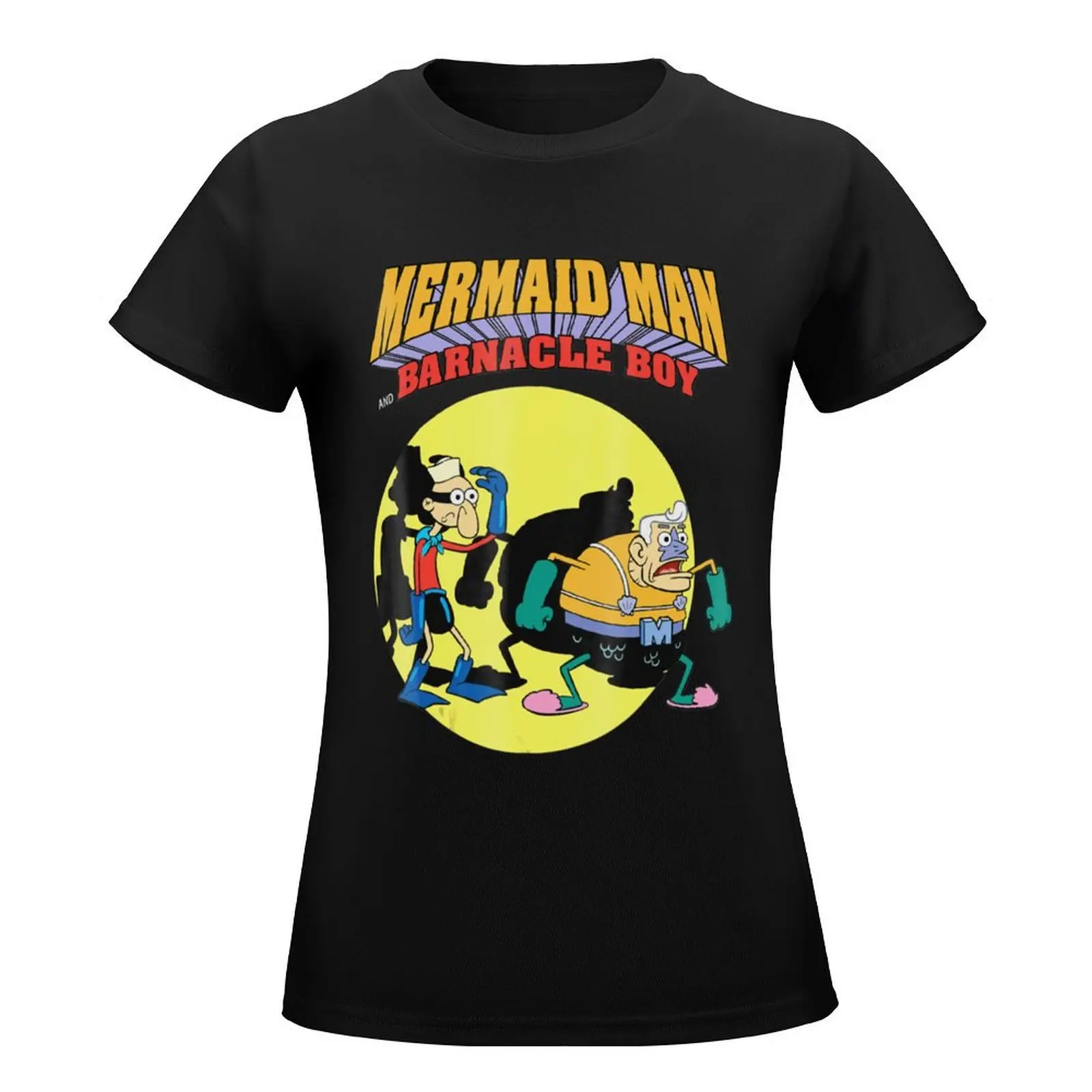 Mermaid Man And Barnacle Boy T-Shirt cute tops Blouse graphics cropped t shirts for Women