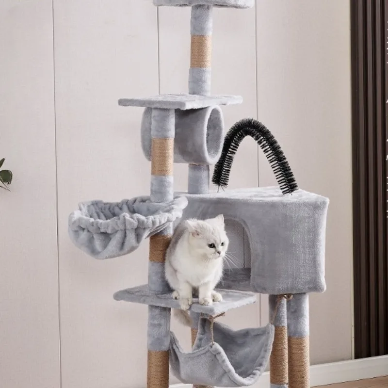 Large Cat Tree Climbing Frame with Multiple Hamocks, Wooden Towers, Training Aids, Scratcher, Pet Products