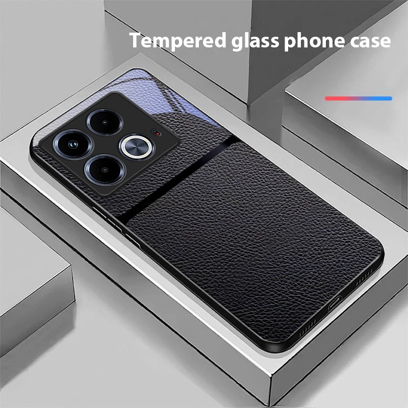 Red Leather Pattern For Infinix Note 40 4G 30i 12 G96 Smart 8 Hot 9 Play 10 11S 12 20i 50 Pro Plus 5G Tempered Glass Phone Case - view 6