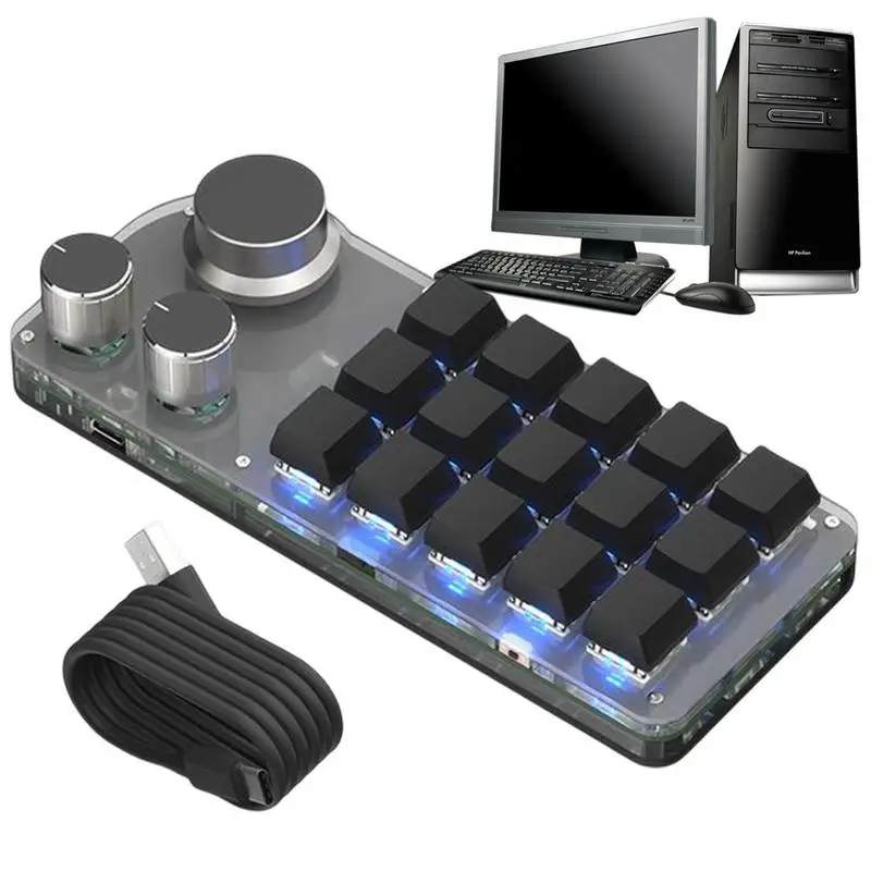 

Programmable Keypad 15 Keys PC Mechanical Keypad RGB Hot Swappable Keypad With Shortcut Custom Function For Different PC System