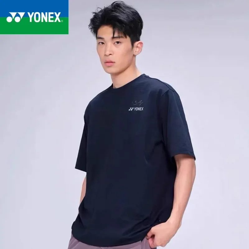 YONEX 2024 Summer New Men's and Women's Same Style Badminton Robe Breathable Quick drying Versatile Printed Short Sleeve T-shirt