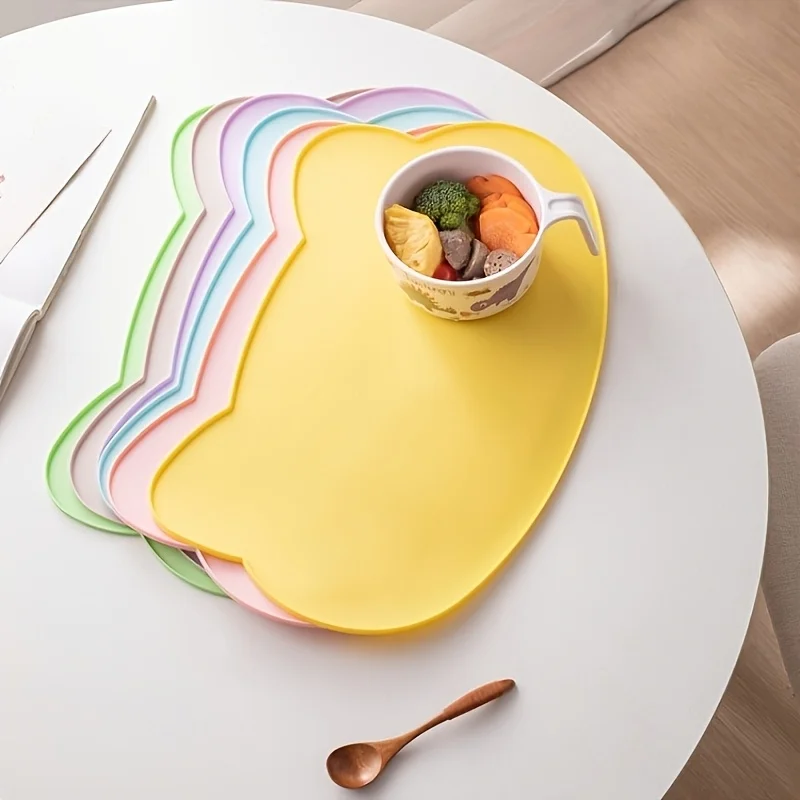 Cute Cat‑Shaped Silicone Placemat, Easy‑to‑Clean Abrasion‑Resistant Portable Dining Mat, Heat‑Resistant Table Pad