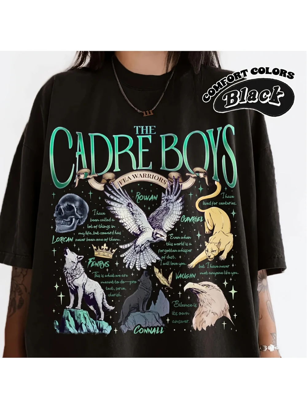 Camisetas Glass Throne para Ron, Gabriel, Fenris, Connor, Lorraine y Vaughn | Camisetas de cuentos de hadas y mitología galesa
