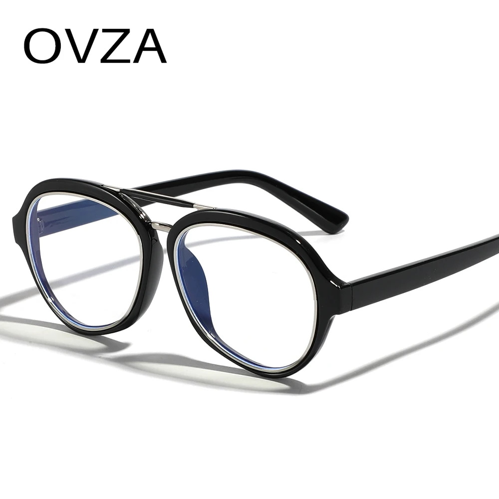 OVZA Fashion Optical Eyeglasses Frame Women Punk Style Anti Blue Light Glasses Men Oval Frame S1000