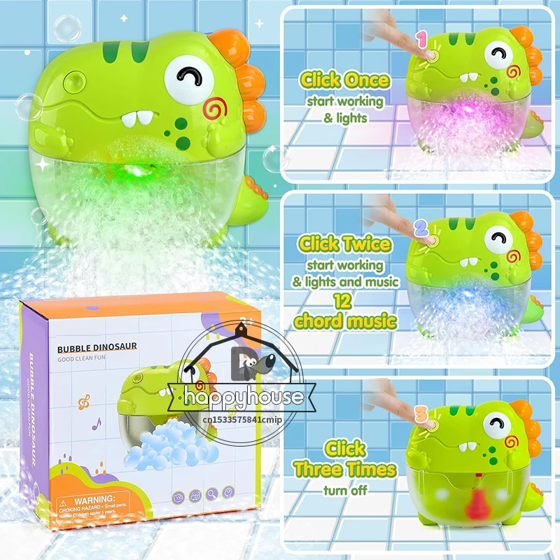 Baby Bath Toys Bubble Machine Dinosaur Crabs Music Kids Bath Toy Bathtub Automatic Bubble Maker Baby Bathroom Toy for Children