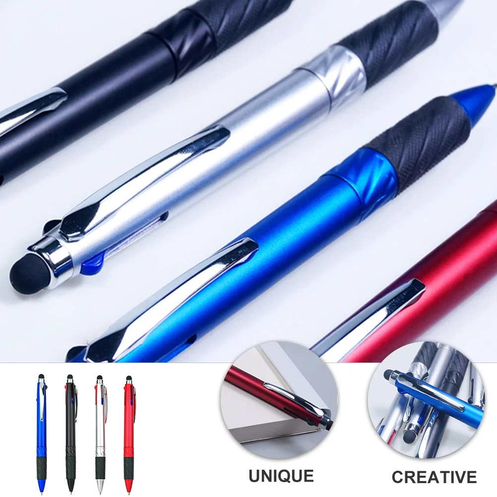 4 Pcs Conference Pen Multifunction Stylus Ballpoint Pens Rotation Glue Grip Smooth Painting