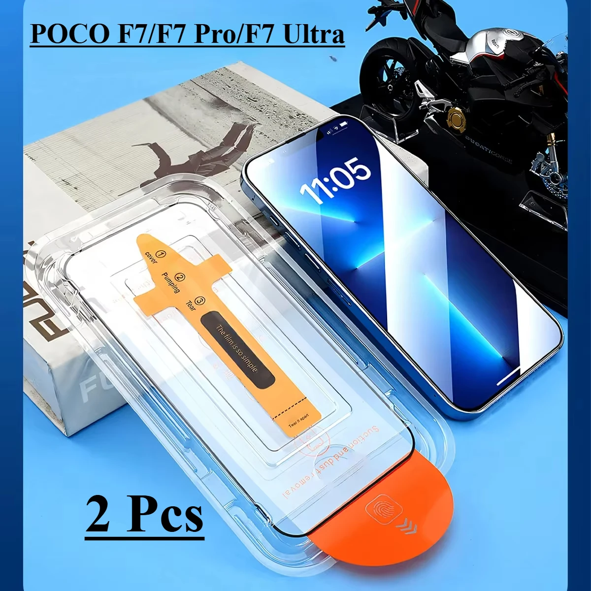 

2 шт., без пыли, простая установка, полное покрытие для экрана для Xiaomi POCO F7 Pro/F7, ультра закаленное стекло POCO F7