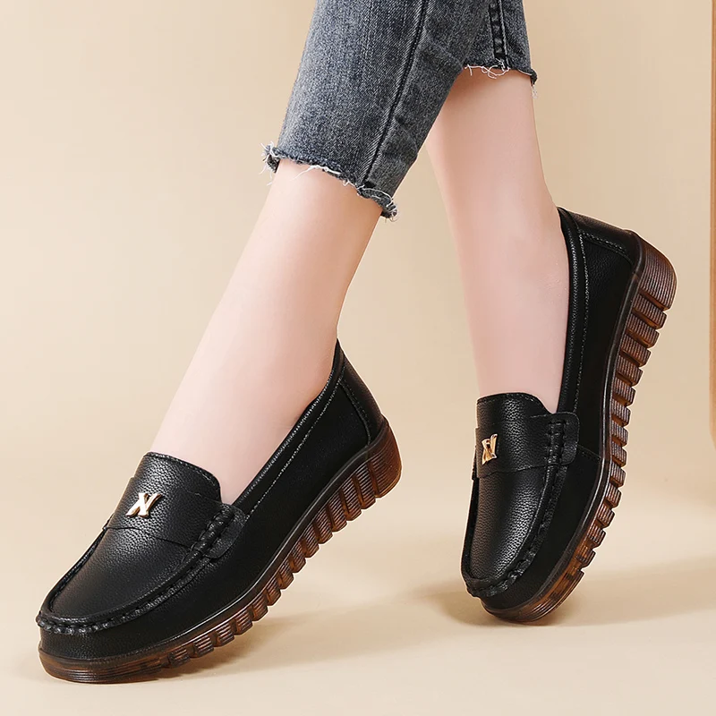 Nowe oryginalne skórzane mokasyny damskie wsuwane damskie mieszkania mokasyny damskie płaskie buty wiosna jesień moda Bowtie buty dla matek