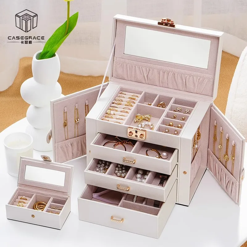 

Jewelry box storage box, high-end ring necklace, anti-oxidation belt lock, high-end exquisite jewelry box