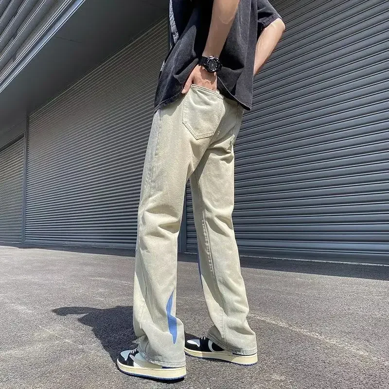 Straight Male Cowboy Pants New in Goth Y 2k Vintage Harajuku Trousers Y2k Regular Stylish Autumn Clothing Soft Cheap Men's Jeans