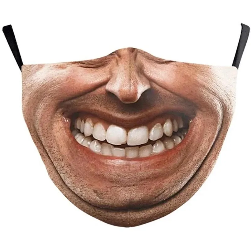 新成人用マウスマスクコミカルプリントコットンブレンド表情ファッションフェイスシールドマスクハロウィン用品