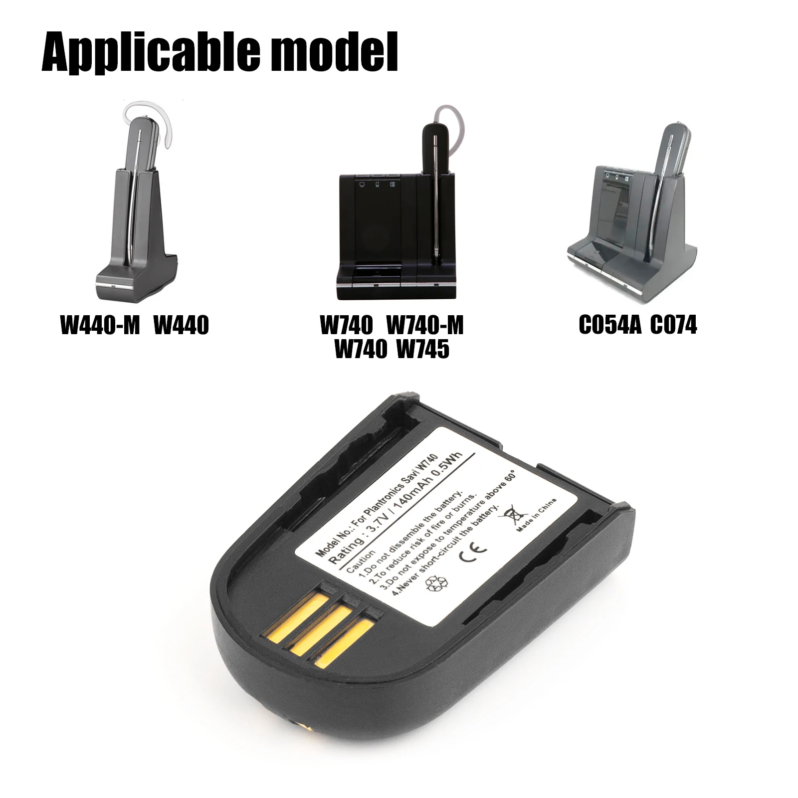 WH500 W745 Battery,  84598-01 82742-01 204755-01 Wireless Headset for Plantronics Savi W740 W440-M W440 W740-M W445 86507-01