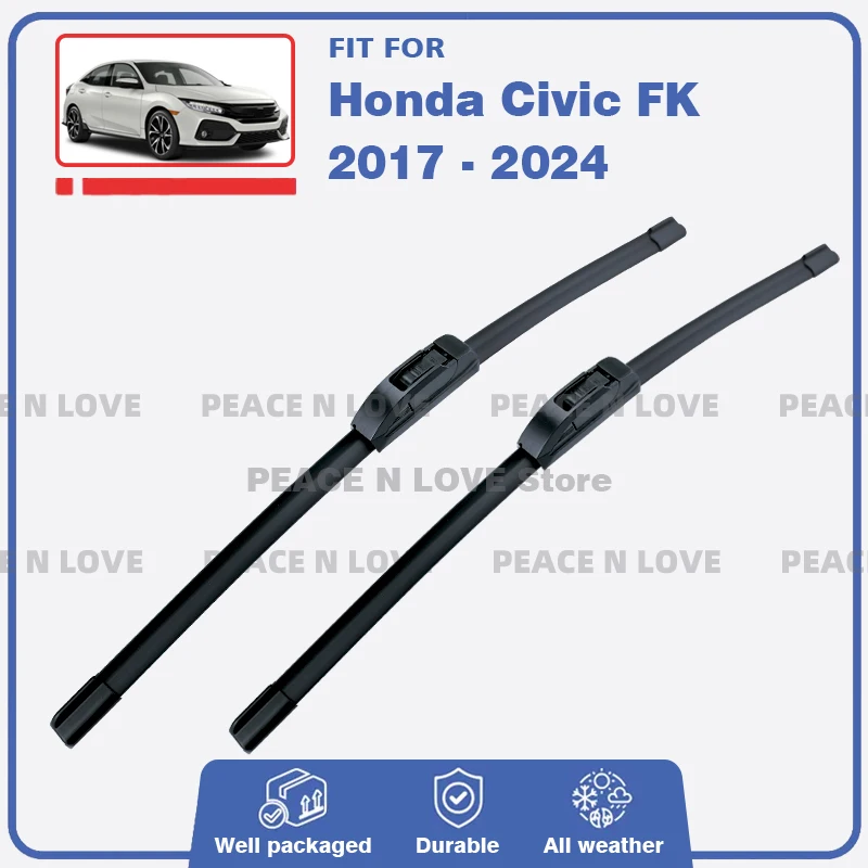 

Front Wiper Blades For Honda Civic FK 2017 - 2024 Hatch 2PC Windscreen Windshield Window Rubber Brushes Durable Car Accessories