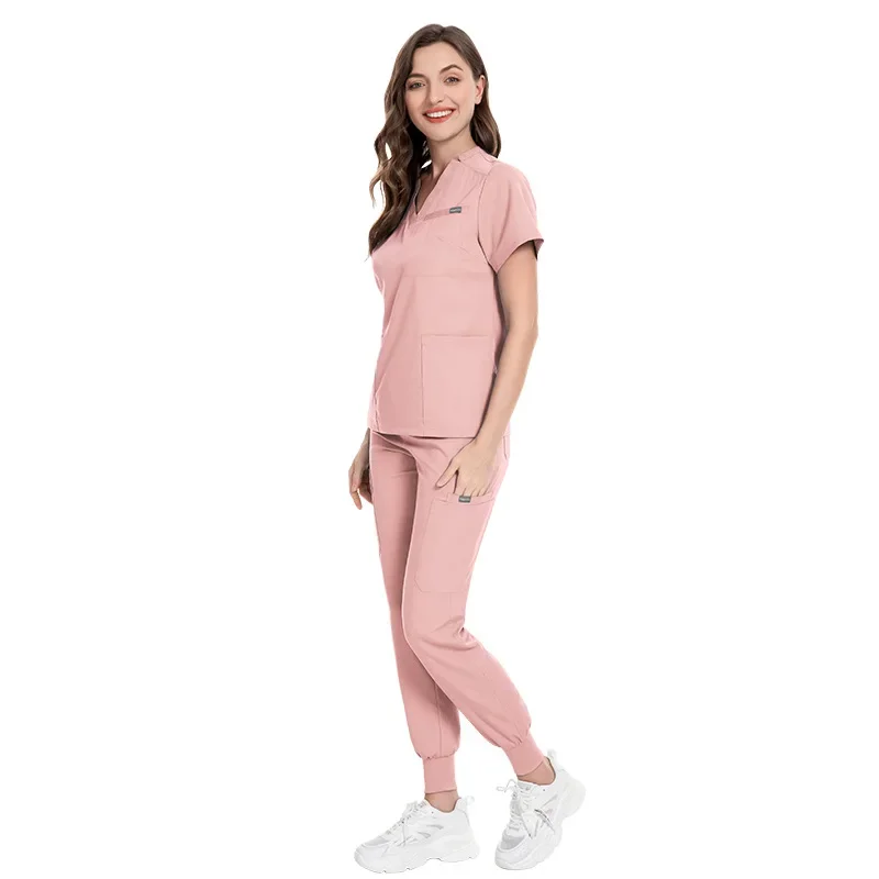 Uniformes médicos enfermeira salão de beleza workwear esfrega clínica topos calças médico terno de enfermagem uniformes cirúrgicos mulher esfrega conjuntos