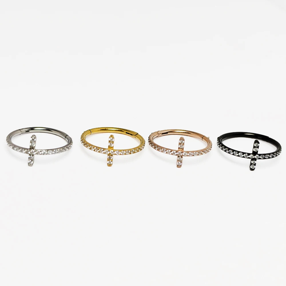 F136 Titanium Piercing Tragus piercing Clicker Zircon Cartilage Nose hoop Ring Septum Earrings 16G Hinged Segment Body Jewelry