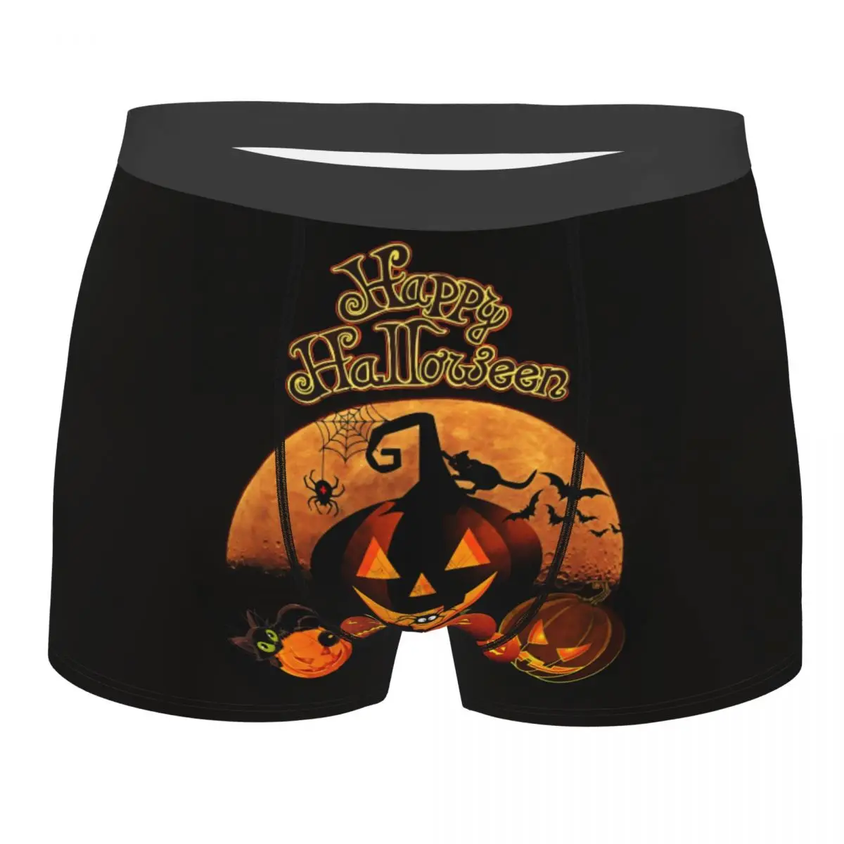 Custom Happy Halloween Pumpkin Boxers Shorts Men's Briefs Underwear Novelty Underpants