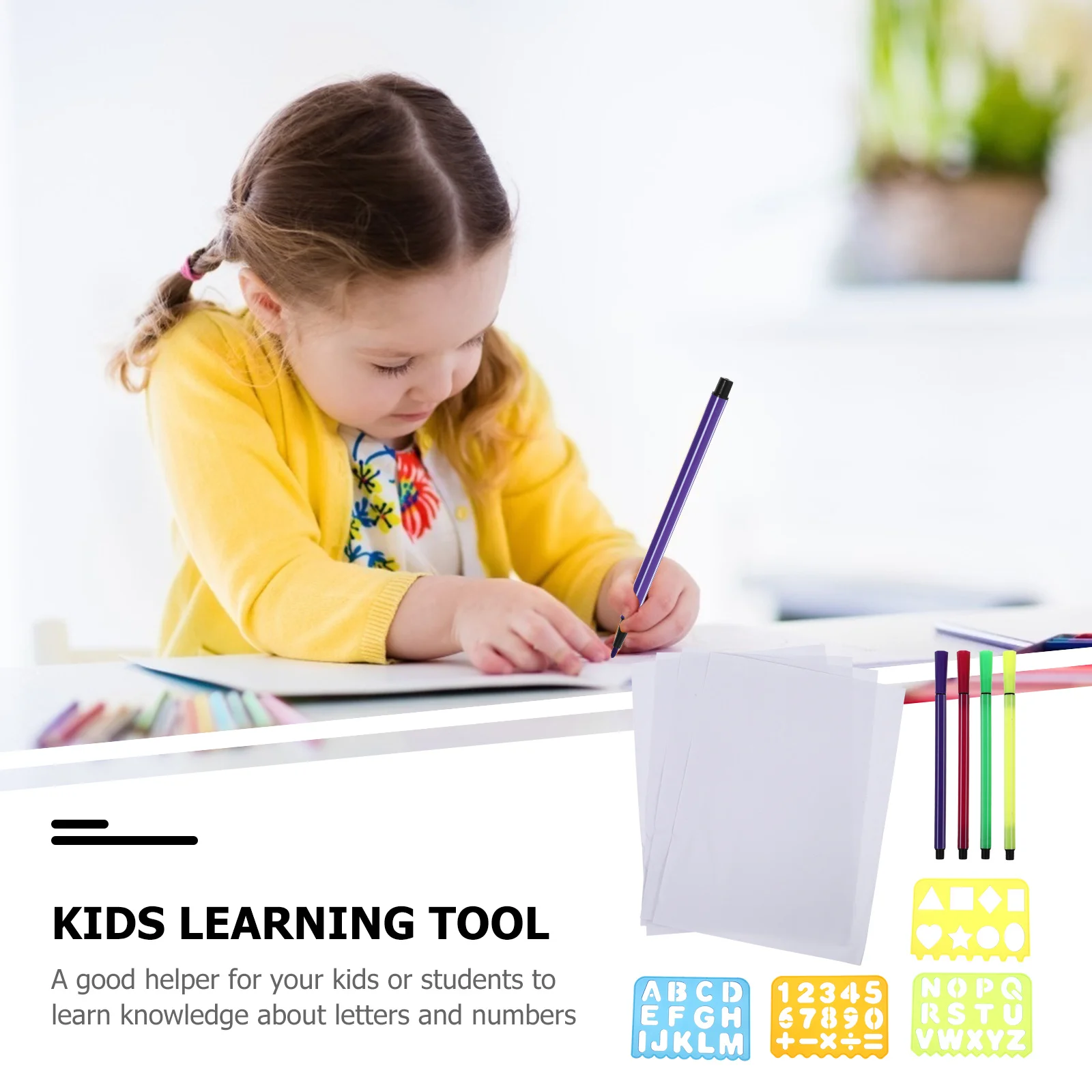 1Set Drawing Board Ruler Set Plastic Alphabet and Number Stencils for Educational Graffiti Learning Tool Washable