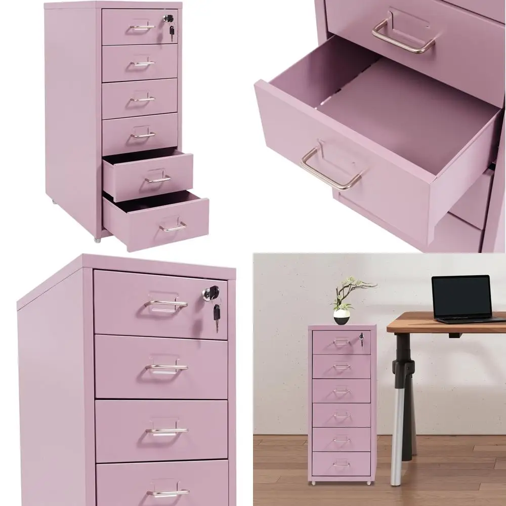 

Пурпурный вертикальный мобильный металлический шкаф для документов с 6 ящиками, замком и колесиками, 11x16x27 дюймов, для домашнего офиса, для хранения документов формата Letter/Legal