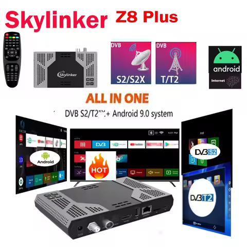 Skylinker Z8 Plus Hybrid Android9 OTT+ DVB-S2+DVB-T2 HD 4K TV Box FTA H。265 2+16GB 5G Wifi BT4.2 vs mecool kt2