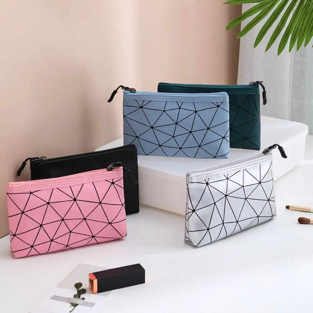 PU Leather Cosmetic Bag Portable Waterproof Large Capacity Makeup Organizers Travel Wash Bag Coin Purse Toilet Storage Bag