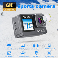 6K Action Camera 4K60FPS Dual Screen 30M Waterproof 170° 5X Zoom 6-Axis GYRO Video Sport Camera WiFi Action Camera for Vlog