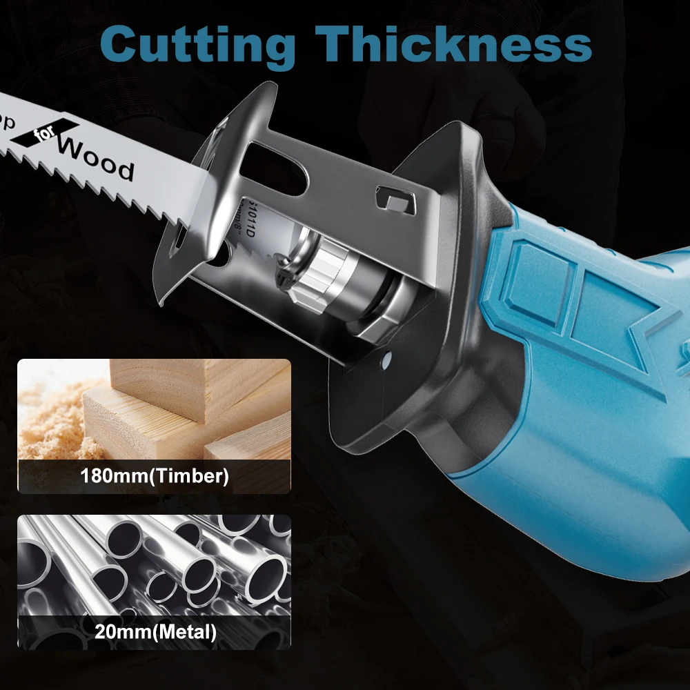 

Cordless Reciprocating Saw Adjustable Speed Chainsaw Wood Metal PVC Pipe Cutting Bandsaw Power Tool for Makita 18V Battery