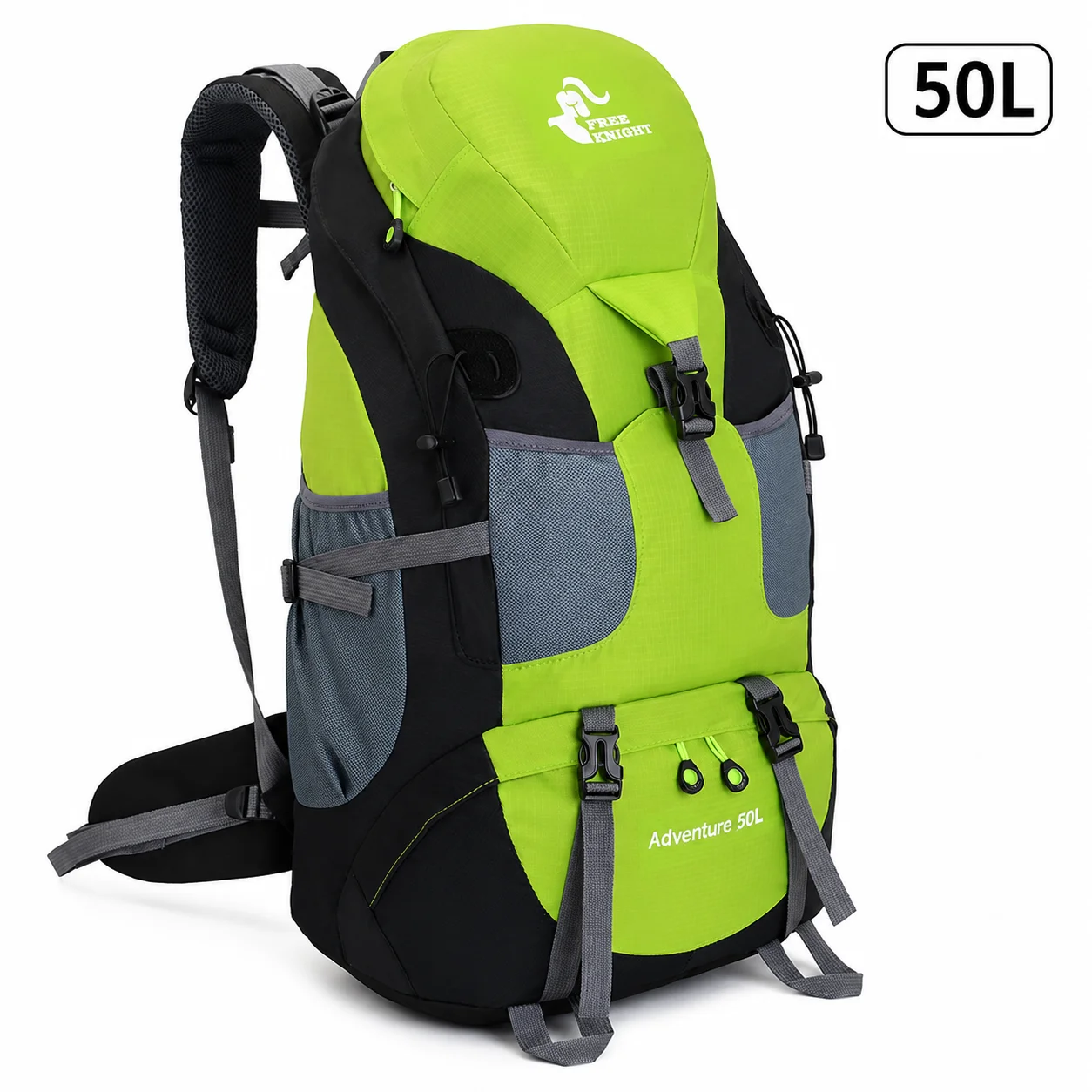 50L Hiking Backpack Water-Resistant Polyester Trekking Rucksack with Adjustable Suspension Multi-Pocket Camping Travel Bag