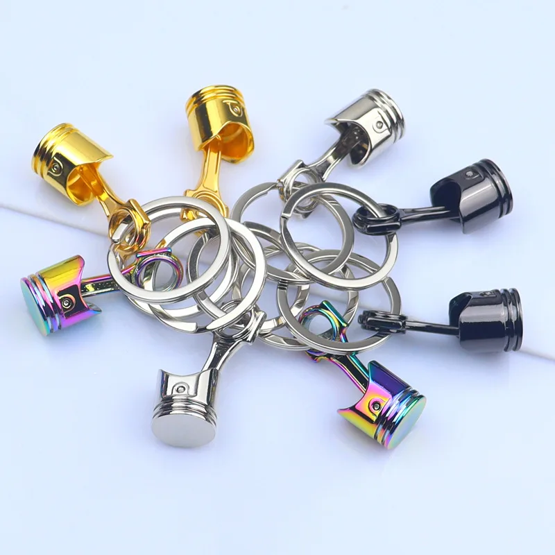 Motor de carro Piston Estilo Keychain, Metal Keyring, Keyfob personalizado, Criativo, Auto Modificação, Modelo, Presentes dos homens