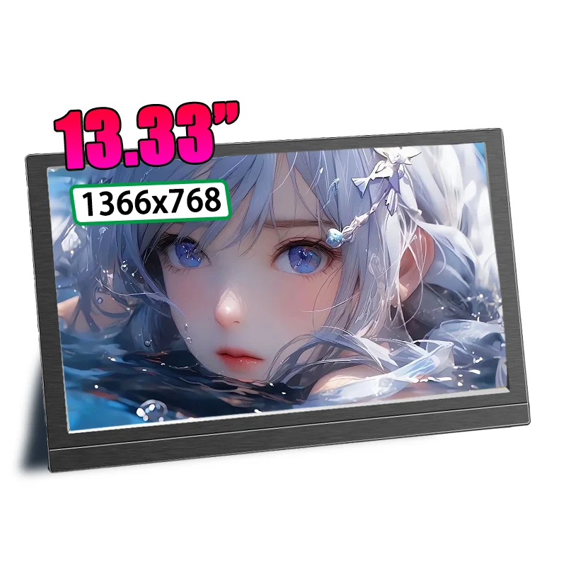

Protable Monitor 11.6/13.3 Inch 1366x768 60Hz Secondary Monitor With Hidden Bracket Compatible HDMI for Laptop Computer Display