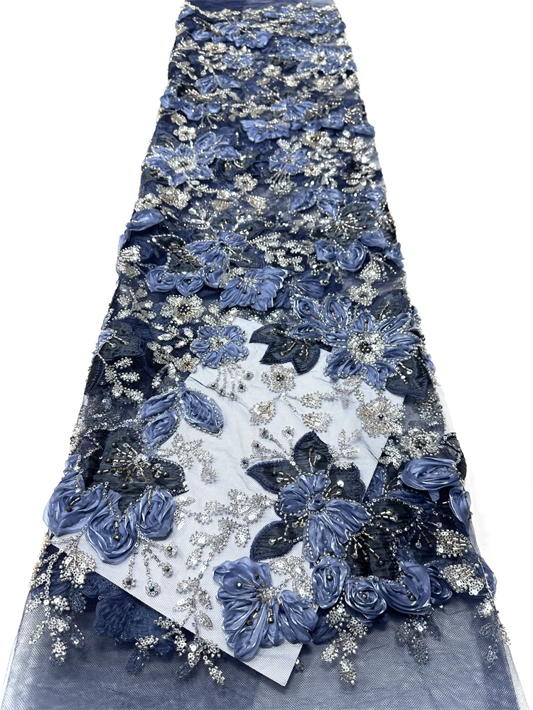 

Элегантная 3D-ткань с цветами, французским бисером и пайетками, кружевная ткань 2026 года, высококачественная африканская кружевная ткань для нигерийских свадебных и праздничных платьев, для шитья