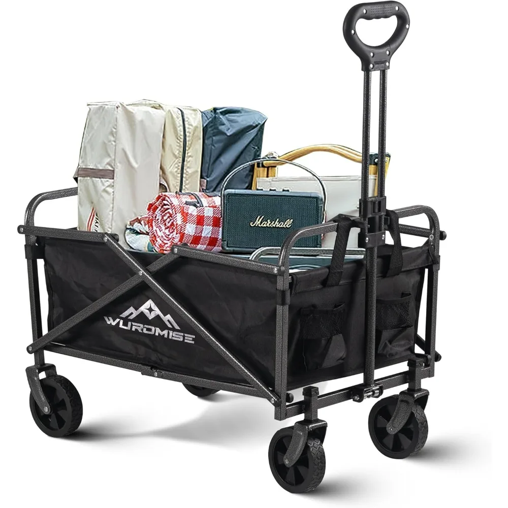 

Beach Wagon - Wagon Cart with Wheels Foldable, Heavy Duty Garden Cart with Swivel Wheels, Large Capacity, and Adjustable Handle