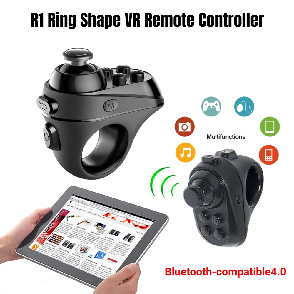 R1 Mini Ring Bluetooth4.0 Rechargeable Wireless VR Remote Game Controller Joystick Gamepad for Android iPhone Phone 3D Glasses