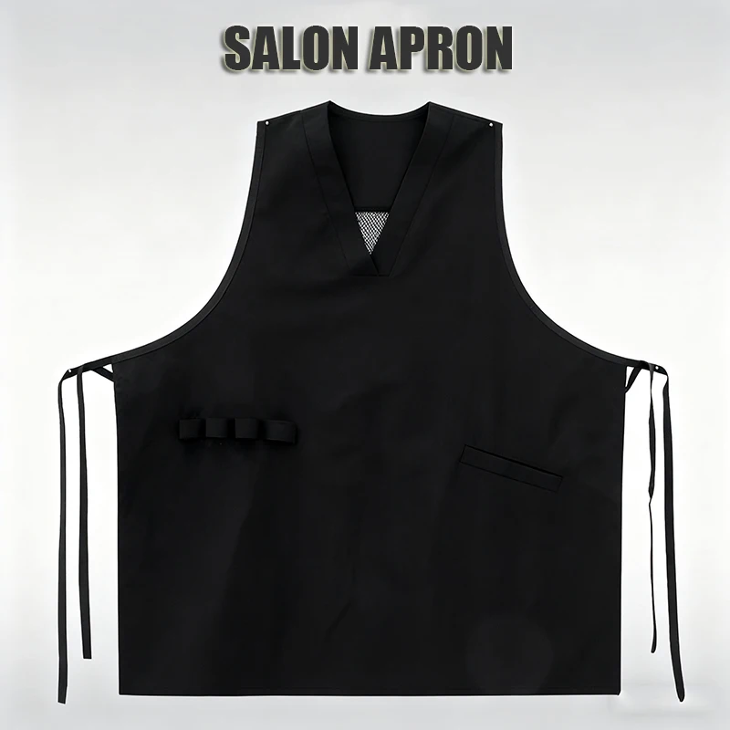 

1pcs V-Neck Mesh Back Apron For Women Salon Working Vest Barber Cosmetology Hairdresser Spa Uniform Stylish Comfortable Wear