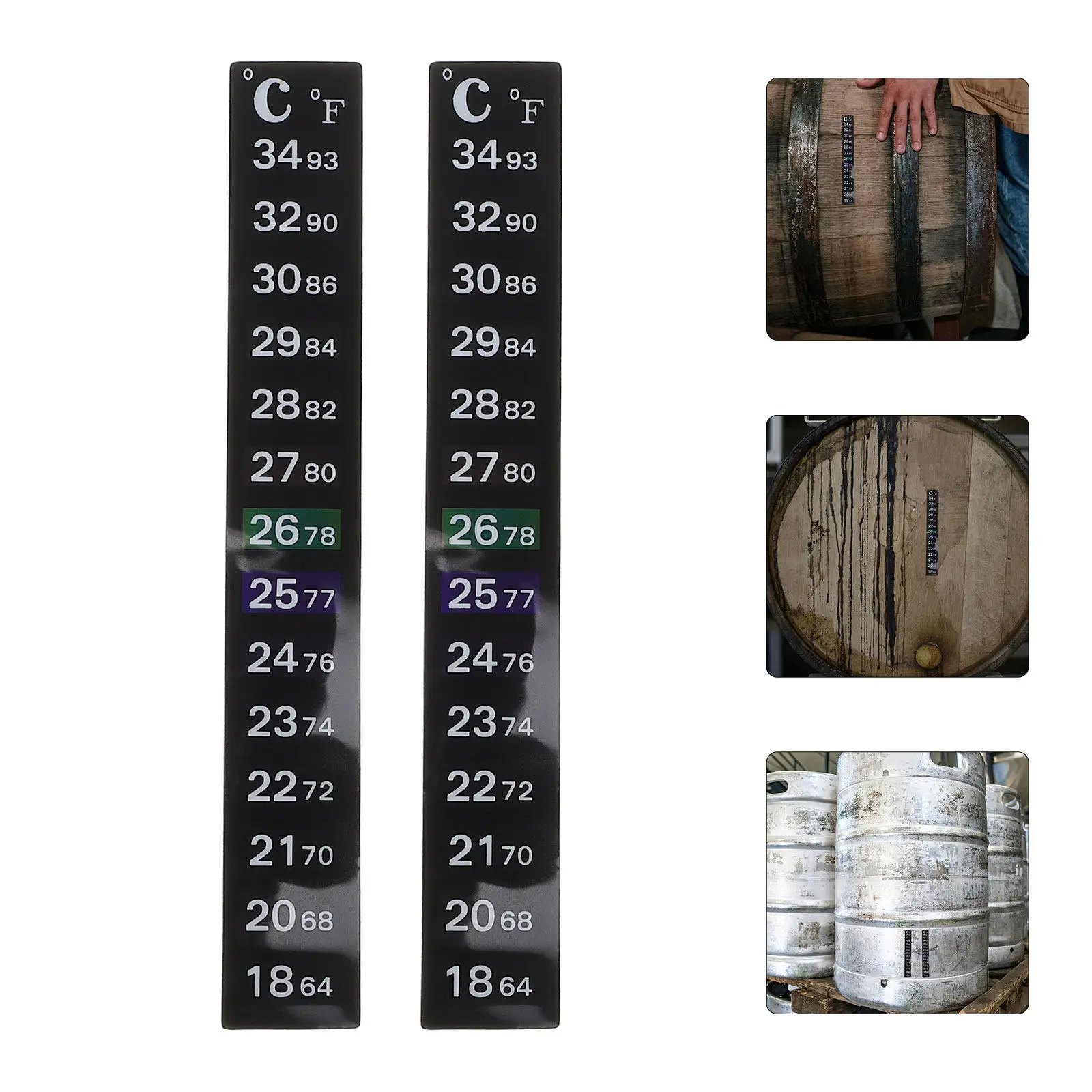 2Pcs Stick on Thermometer Digital Temperature Sticker Strip for Brewing Fermentation Adhesive Jar Temperature Monitoring Device
